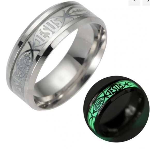 Glow in the Dark Jesus Fish Ring - Picture 1 of 9
